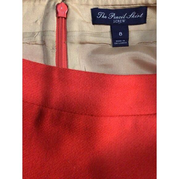 J. Crew Orange Wool Lined The Pencil Skirt - Size 8 - Picture 3 of 6